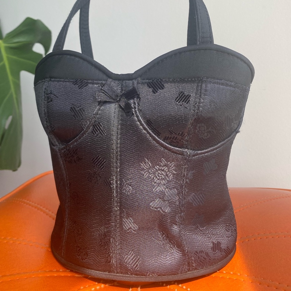 Black Print Bustier Corset Purse - Picture 6 of 8
